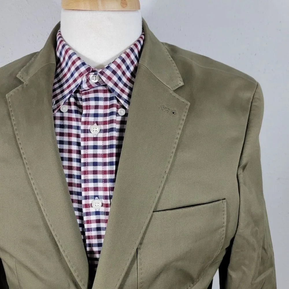 Joseph Abboud Men's Sport‎ Coat Blazer Two Button Solid Green Cotton Size MEDIUM